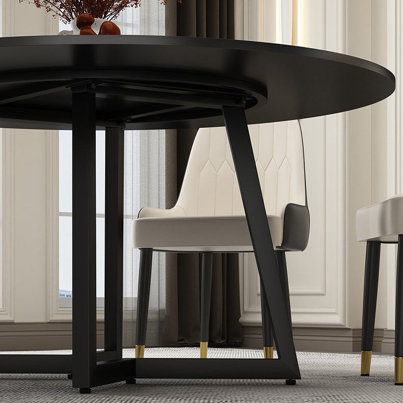 Round Double Pedestal Table Simplicity Style Dining Site Table with Turntable Clearhalo 'Dining Tables & Seating' 'Dining Tables' 'dining_table' 'furn' 'furn_dining_table' 'Furniture' 'Kitchen & Dining Furniture' 5491831