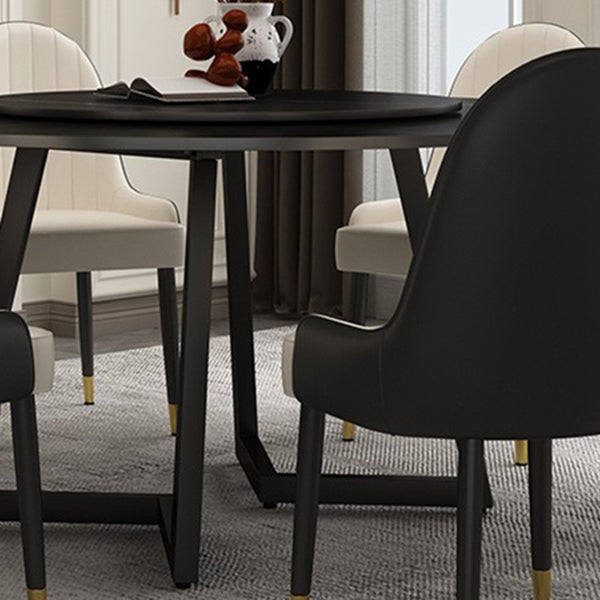 Round Double Pedestal Table Simplicity Style Dining Site Table with Turntable Clearhalo 'Dining Tables & Seating' 'Dining Tables' 'dining_table' 'furn' 'furn_dining_table' 'Furniture' 'Kitchen & Dining Furniture' 5491832