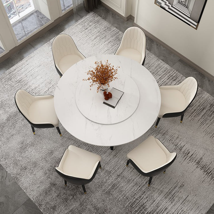 Round Double Pedestal Table Simplicity Style Dining Site Table with Turntable Clearhalo 'Dining Tables & Seating' 'Dining Tables' 'dining_table' 'furn' 'furn_dining_table' 'Furniture' 'Kitchen & Dining Furniture' 5491837