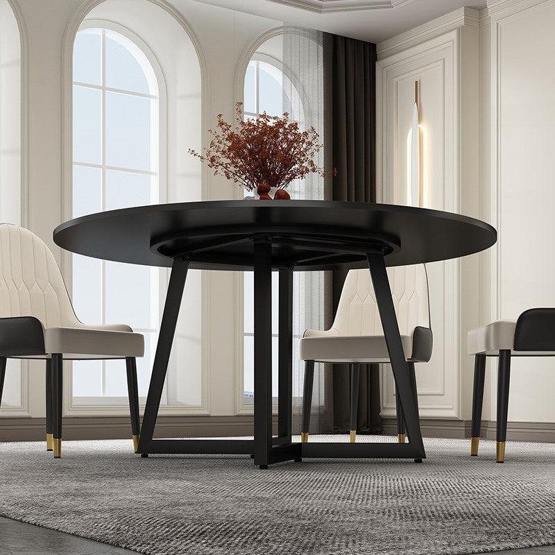 Round Double Pedestal Table Simplicity Style Dining Site Table with Turntable Clearhalo 'Dining Tables & Seating' 'Dining Tables' 'dining_table' 'furn' 'furn_dining_table' 'Furniture' 'Kitchen & Dining Furniture' 5491838