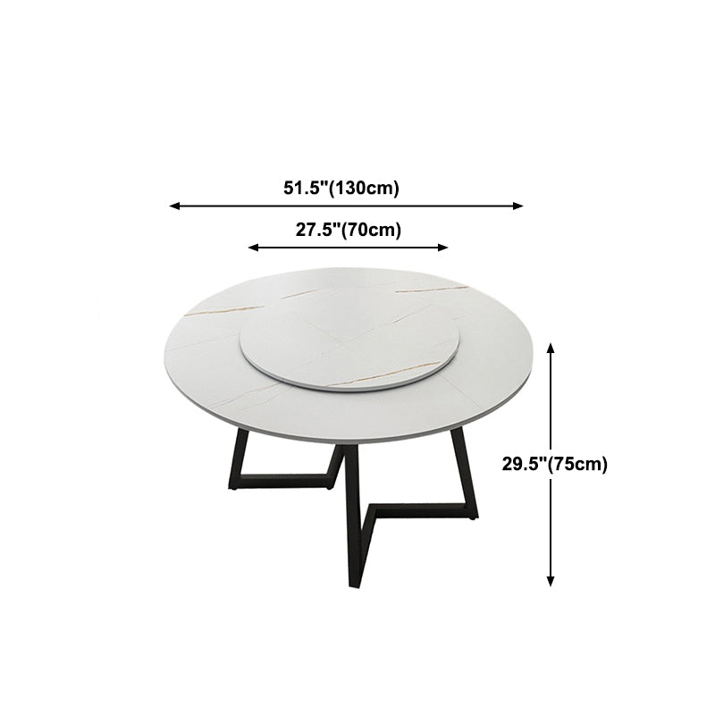 Round Double Pedestal Table Simplicity Style Dining Site Table with Turntable Clearhalo 'Dining Tables & Seating' 'Dining Tables' 'dining_table' 'furn' 'furn_dining_table' 'Furniture' 'Kitchen & Dining Furniture' 5491847