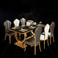 Stainless Steel Traditional Luxury Rectangle Table Marble Top Table with Trestle Base Clearhalo 'Dining Tables & Seating' 'Dining Tables' 'dining_table' 'furn' 'furn_dining_table' 'Furniture' 'Kitchen & Dining Furniture' 5491854
