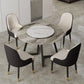 Round Double Pedestal Table Simplicity Style Stone Dining Site Table