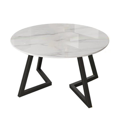 Round Double Pedestal Table Simplicity Style Stone Dining Site Table
