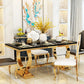 Marble Top Traditional Luxury Table Rectangle Dining Table with Trestle Base Clearhalo 'Dining Tables & Seating' 'Dining Tables' 'dining_table' 'furn' 'furn_dining_table' 'Furniture' 'Kitchen & Dining Furniture' 5491890