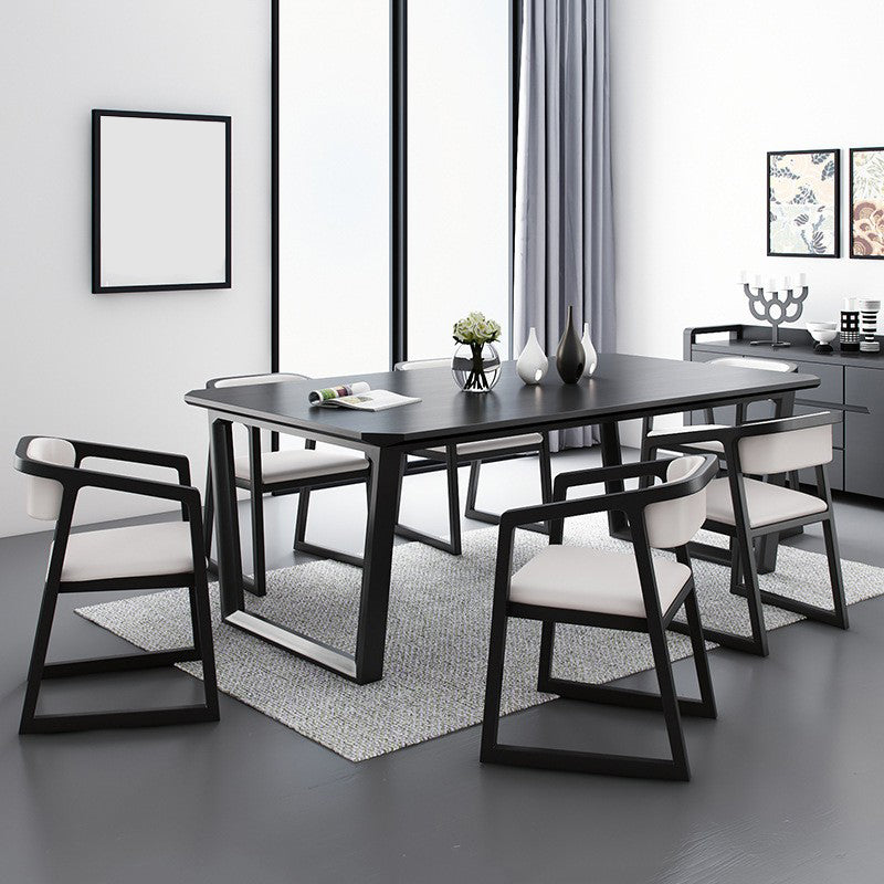 Simplicity Style Dining Table Solid Wood Black Dinette Table for Home and Kitchen 63"L x 27.6"W x 29.5"H Without Chairs Clearhalo 'Dining Tables & Seating' 'Dining Tables' 'dining_table' 'furn' 'furn_dining_table' 'Furniture' 'Kitchen & Dining Furniture' 5491915