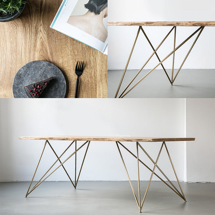 Rectangle 4 Legs Dining Table Luxury Solid Wood Kitchen Table