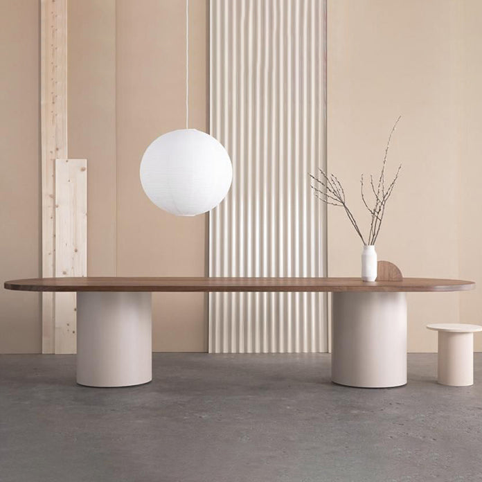 Mesa de comedor de madera maciza natural, muebles modernos con pedestal doble para oficina