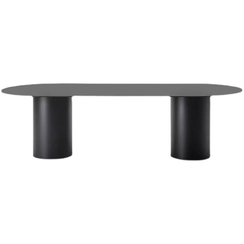 Mesa de comedor de madera maciza natural, muebles modernos con pedestal doble para oficina