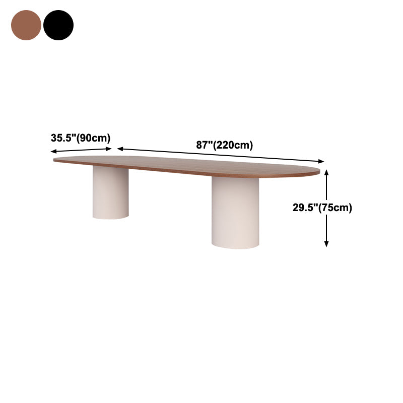 Mesa de comedor de madera maciza natural, muebles modernos con pedestal doble para oficina