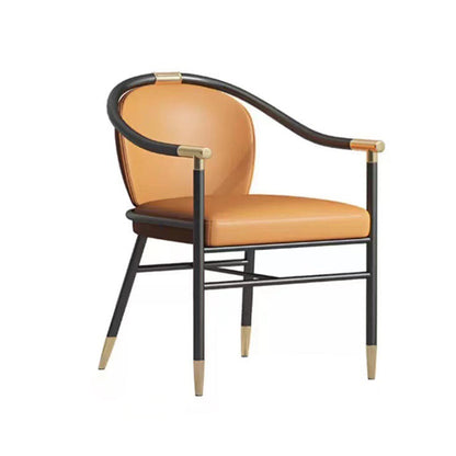 Glam Faux Leather Dining Chairs Metal Arm Dining Chairs for Restaurant Use