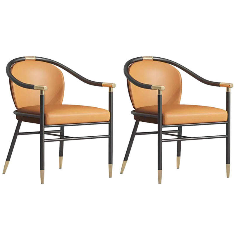 Glam Faux Leather Dining Chairs Metal Arm Dining Chairs for Restaurant Use