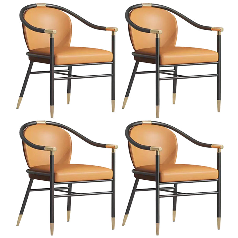 Glam Faux Leather Dining Chairs Metal Arm Dining Chairs for Restaurant Use