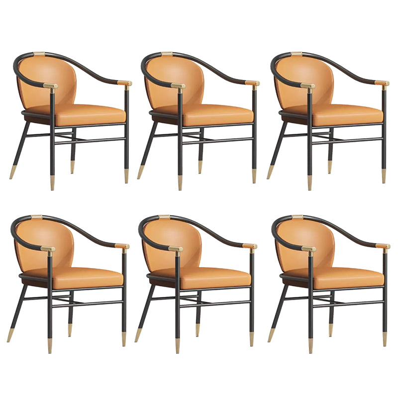 Glam Faux Leather Dining Chairs Metal Arm Dining Chairs for Restaurant Use