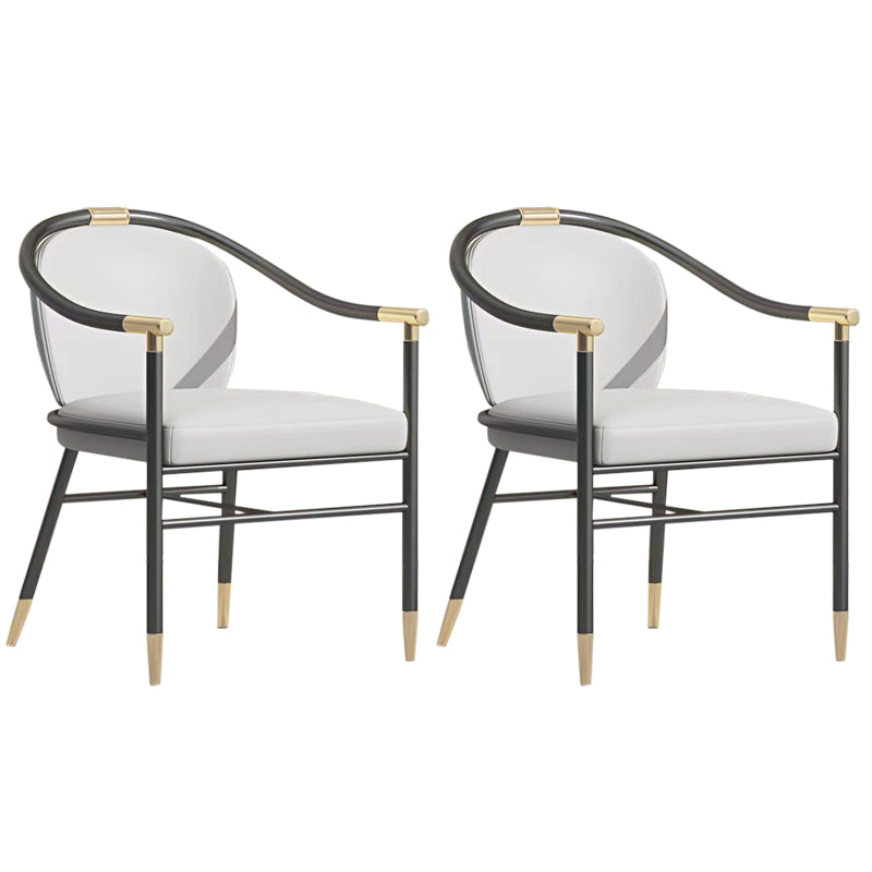 Glam Faux Leather Dining Chairs Metal Arm Dining Chairs for Restaurant Use