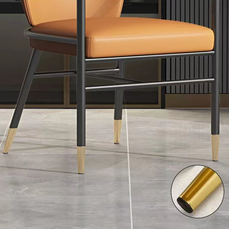 Glam Faux Leather Dining Chairs Metal Arm Dining Chairs for Restaurant Use