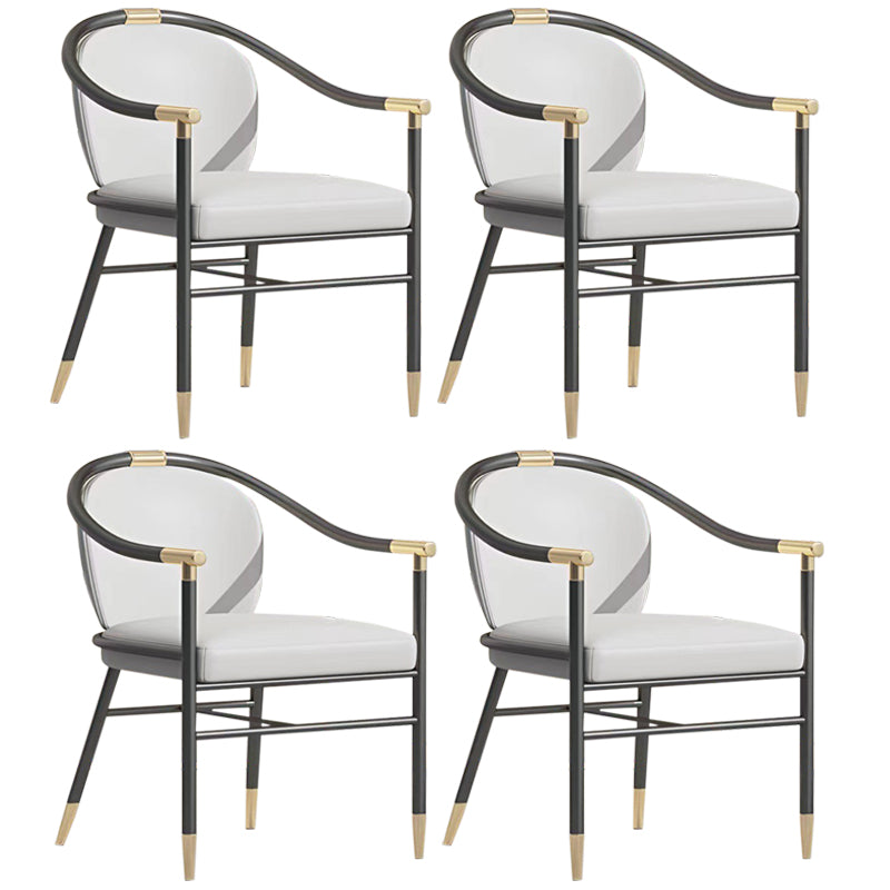 Glam Faux Leather Dining Chairs Metal Arm Dining Chairs for Restaurant Use