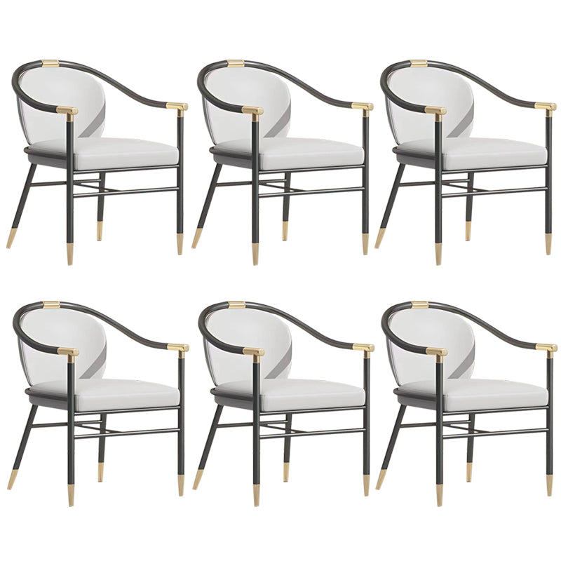 Glam Faux Leather Dining Chairs Metal Arm Dining Chairs for Restaurant Use