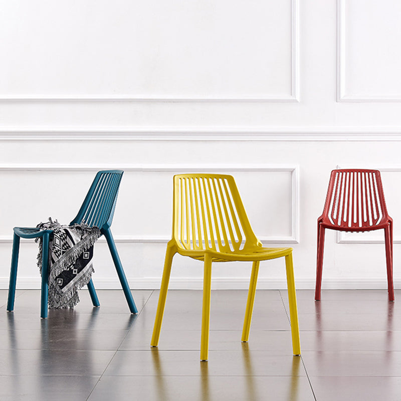 Modern Plastic Chair Slat Back Side Chair in Matte Finish for Home