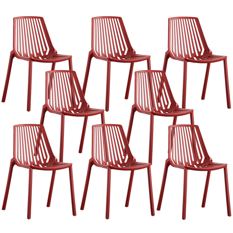 Modern Plastic Chair Slat Back Side Chair in Matte Finish for Home