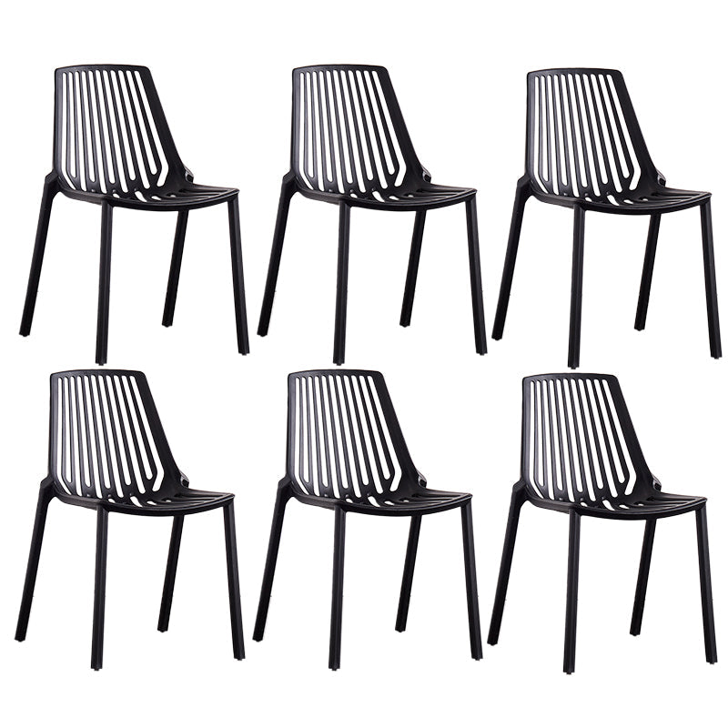 Modern Plastic Chair Slat Back Side Chair in Matte Finish for Home