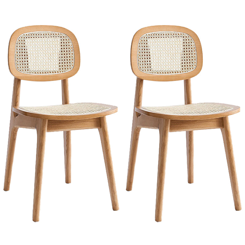 Sillas de comedor de ratán modernas muebles de comedor abiertos con patas de madera en acabado mate