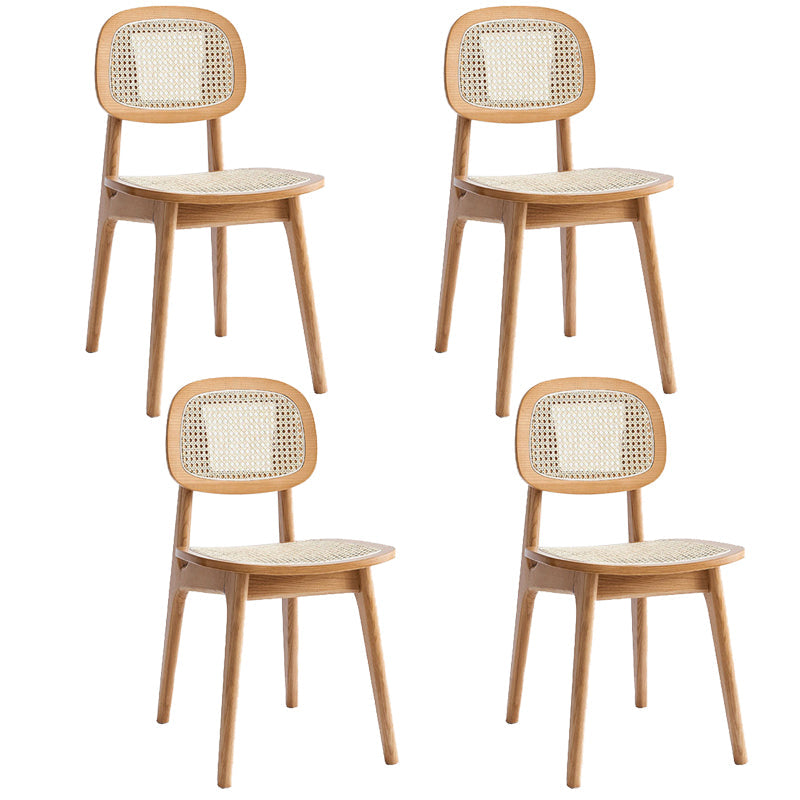 Sillas de comedor de ratán modernas muebles de comedor abiertos con patas de madera en acabado mate