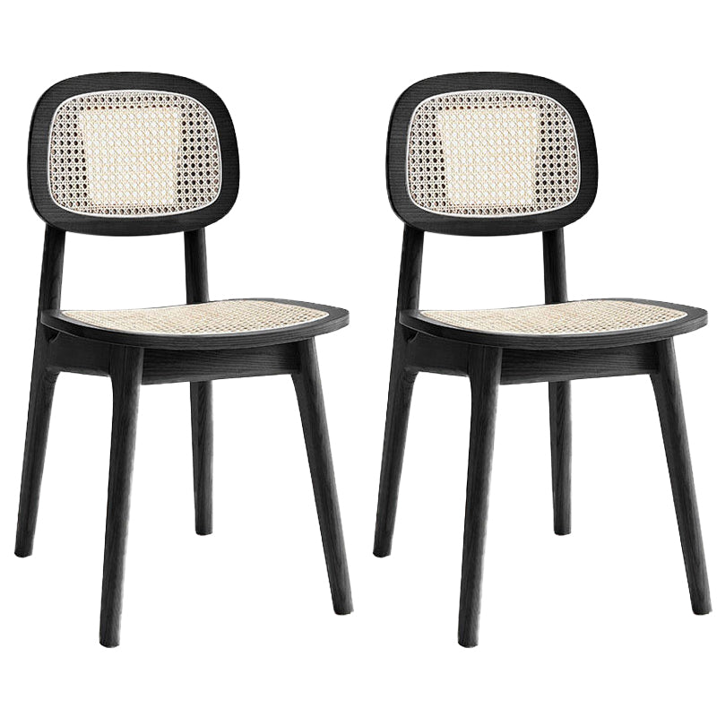 Sillas de comedor de ratán modernas muebles de comedor abiertos con patas de madera en acabado mate