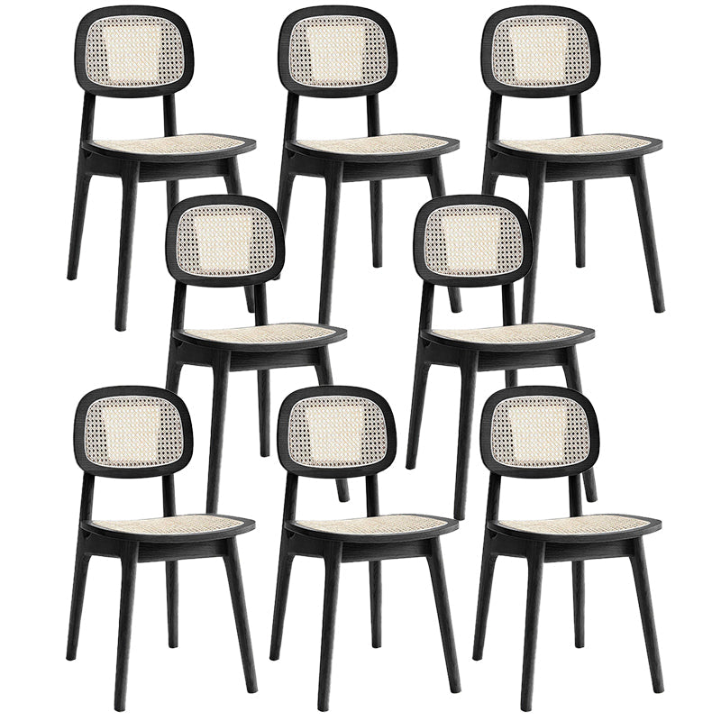 Sillas de comedor de ratán modernas muebles de comedor abiertos con patas de madera en acabado mate