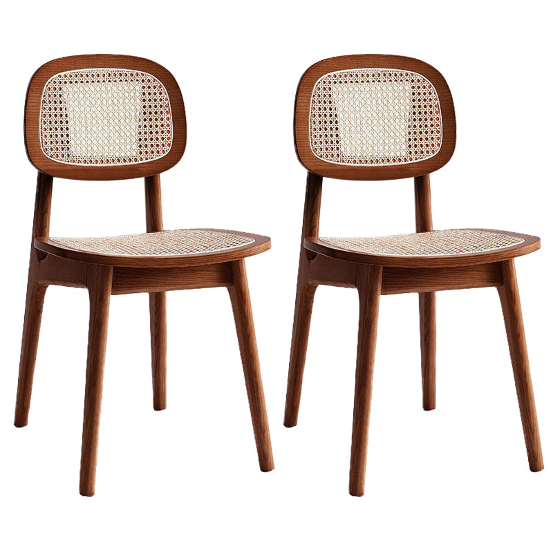 Sillas de comedor de ratán modernas muebles de comedor abiertos con patas de madera en acabado mate