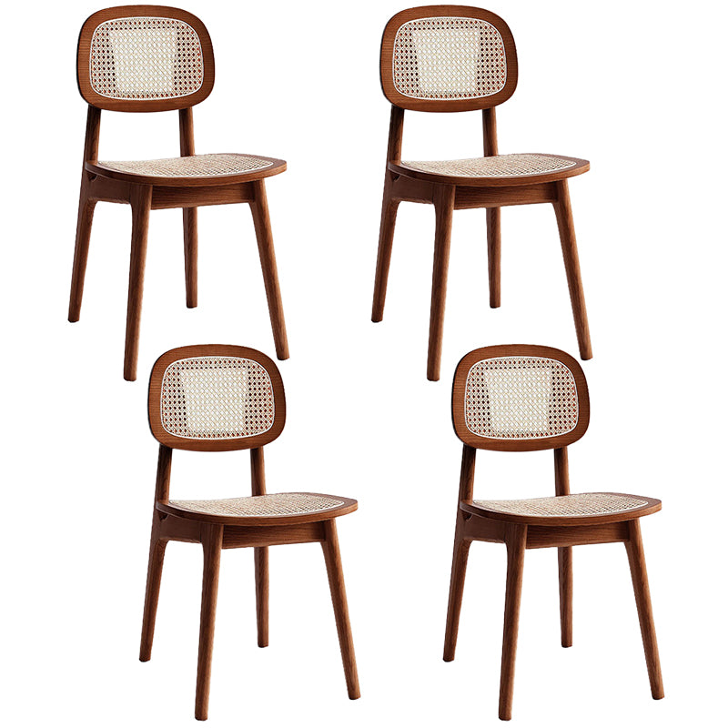 Sillas de comedor de ratán modernas muebles de comedor abiertos con patas de madera en acabado mate