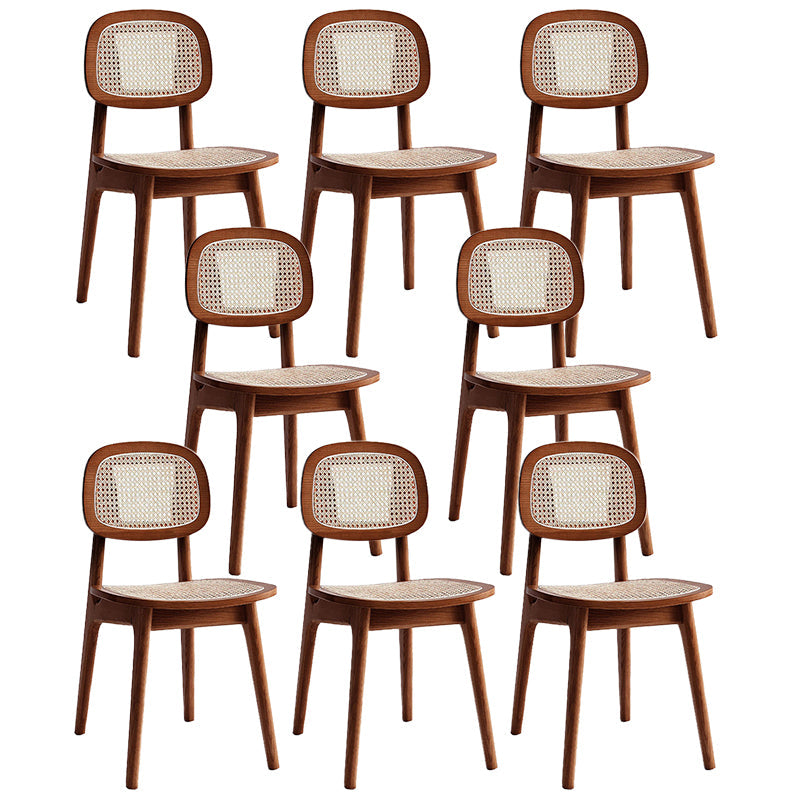 Sillas de comedor de ratán modernas muebles de comedor abiertos con patas de madera en acabado mate