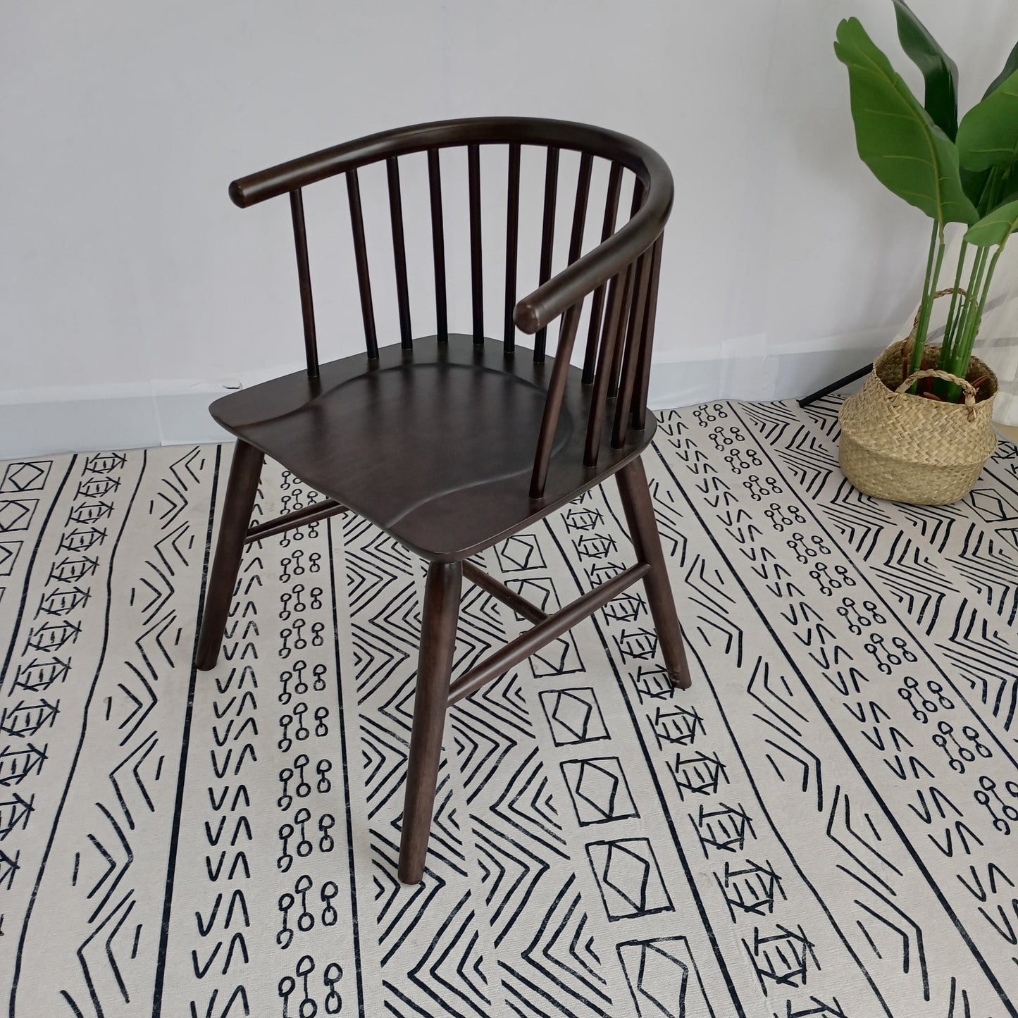 Modern Wood Dining Chair Slat Back Side Chair in Matte Finish for Home