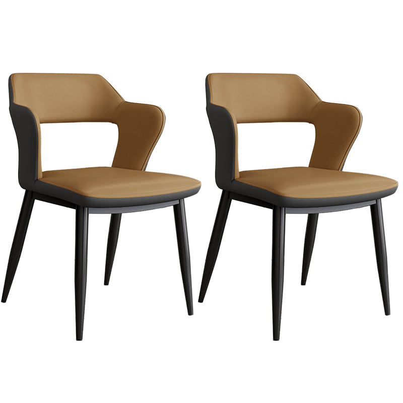 Contemporary Linen Dining Chair Open Back Dining Side Furniture in Matte Finish for Home Dark Khaki 2 Piece Set Clearhalo 'Dining Chairs' 'Dining Tables & Seating' 'dining_chair' 'furn' 'furn_dining_chair' 'Furniture' 'Kitchen & Dining Furniture' 5492374