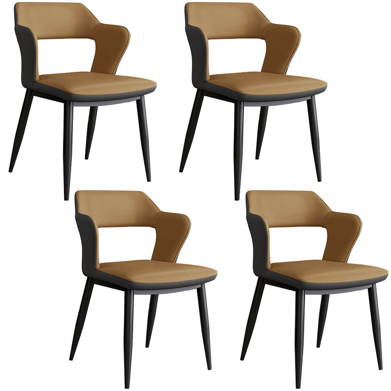 Contemporary Linen Dining Chair Open Back Dining Side Furniture in Matte Finish for Home Dark Khaki 4 Piece Set Clearhalo 'Dining Chairs' 'Dining Tables & Seating' 'dining_chair' 'furn' 'furn_dining_chair' 'Furniture' 'Kitchen & Dining Furniture' 5492376