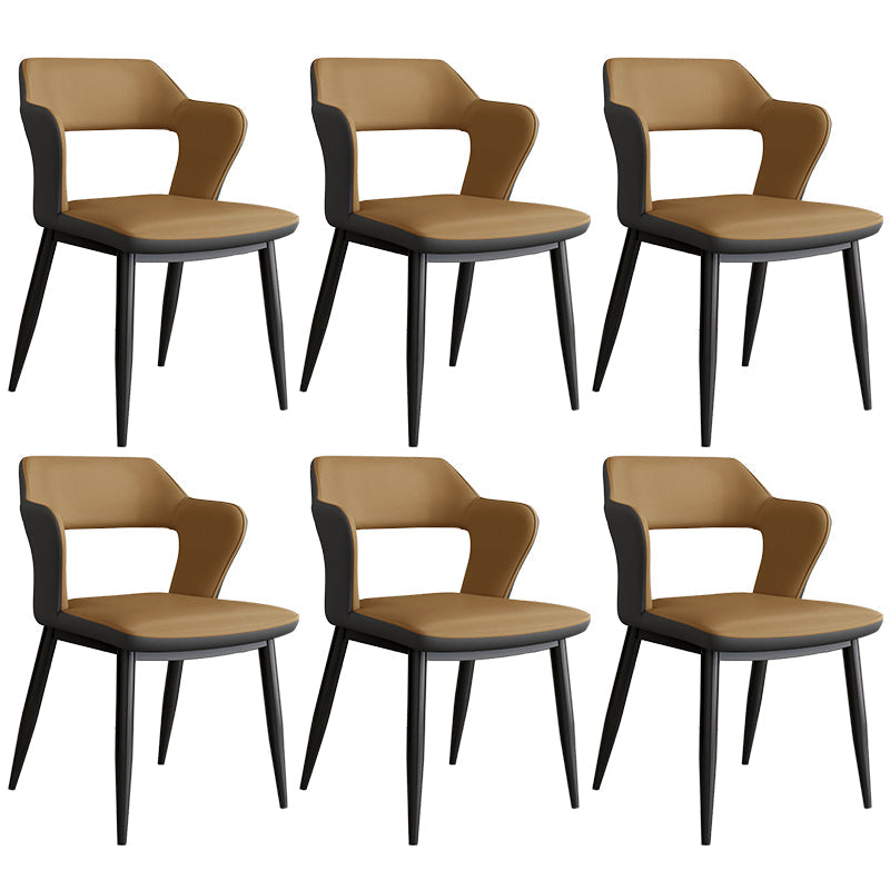 Contemporary Linen Dining Chair Open Back Dining Side Furniture in Matte Finish for Home Dark Khaki 6 Piece Set Clearhalo 'Dining Chairs' 'Dining Tables & Seating' 'dining_chair' 'furn' 'furn_dining_chair' 'Furniture' 'Kitchen & Dining Furniture' 5492379