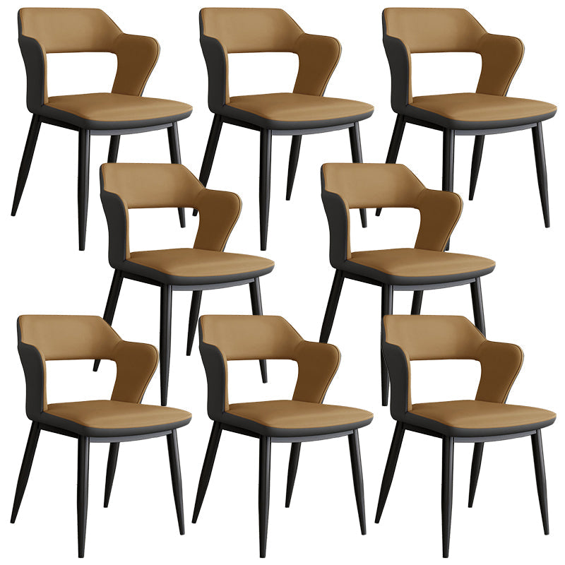 Contemporary Linen Dining Chair Open Back Dining Side Furniture in Matte Finish for Home Dark Khaki 8 Piece Set Clearhalo 'Dining Chairs' 'Dining Tables & Seating' 'dining_chair' 'furn' 'furn_dining_chair' 'Furniture' 'Kitchen & Dining Furniture' 5492381