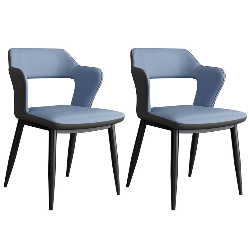 Contemporary Linen Dining Chair Open Back Dining Side Furniture in Matte Finish for Home Blue 2 Piece Set Clearhalo 'Dining Chairs' 'Dining Tables & Seating' 'dining_chair' 'furn' 'furn_dining_chair' 'Furniture' 'Kitchen & Dining Furniture' 5492390