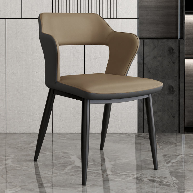 Contemporary Linen Dining Chair Open Back Dining Side Furniture in Matte Finish for Home Clearhalo 'Dining Chairs' 'Dining Tables & Seating' 'dining_chair' 'furn' 'furn_dining_chair' 'Furniture' 'Kitchen & Dining Furniture' 5492391