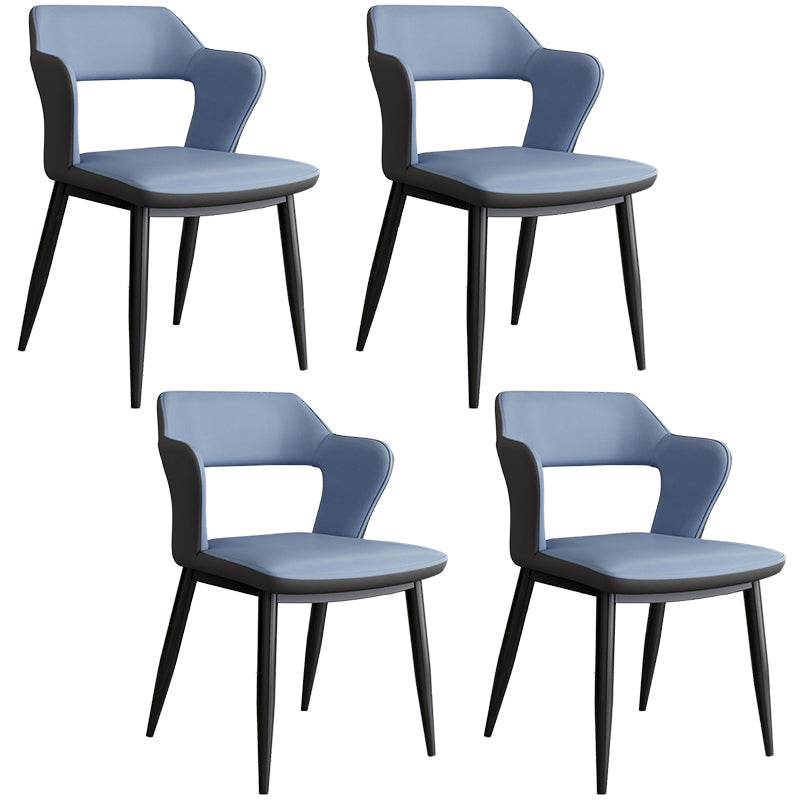 Contemporary Linen Dining Chair Open Back Dining Side Furniture in Matte Finish for Home Blue 4 Piece Set Clearhalo 'Dining Chairs' 'Dining Tables & Seating' 'dining_chair' 'furn' 'furn_dining_chair' 'Furniture' 'Kitchen & Dining Furniture' 5492393