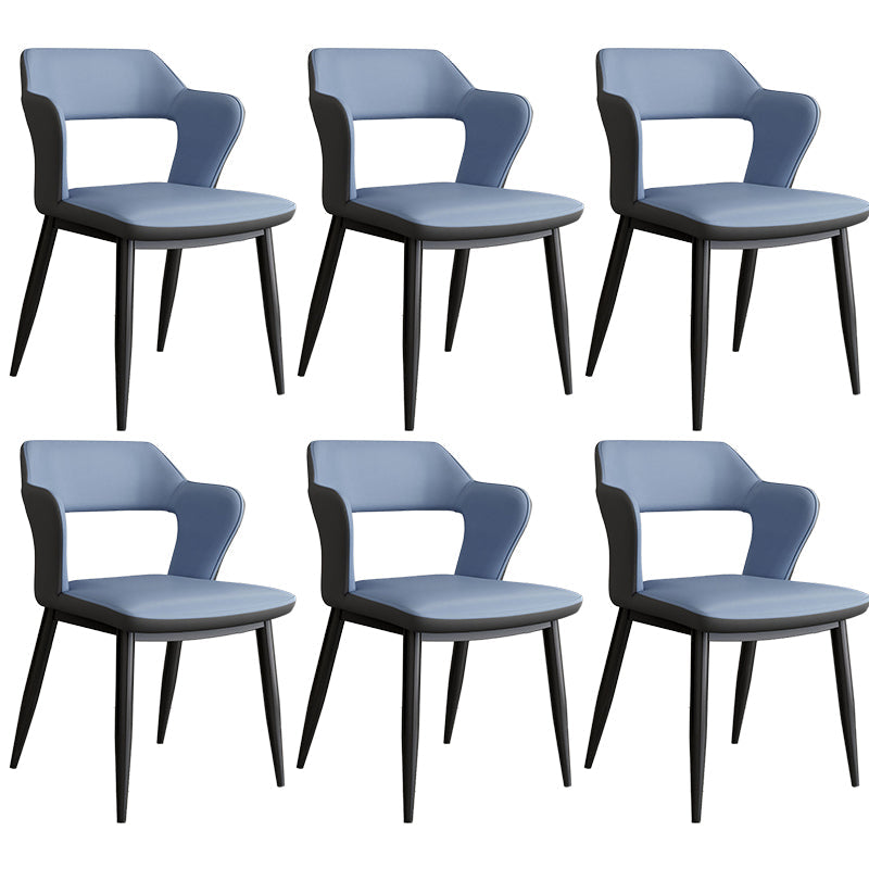 Contemporary Linen Dining Chair Open Back Dining Side Furniture in Matte Finish for Home Blue 6 Piece Set Clearhalo 'Dining Chairs' 'Dining Tables & Seating' 'dining_chair' 'furn' 'furn_dining_chair' 'Furniture' 'Kitchen & Dining Furniture' 5492394