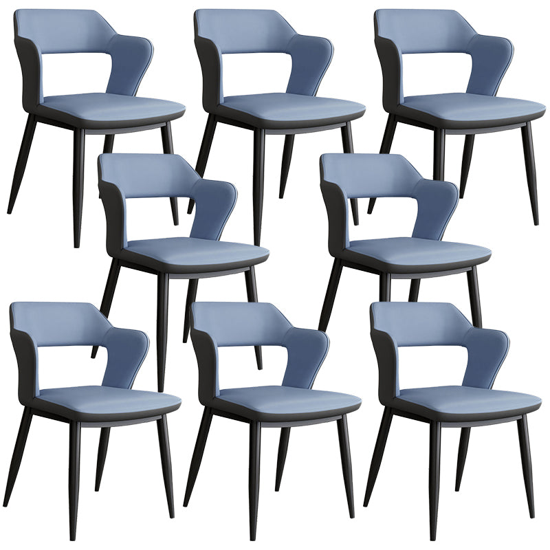 Contemporary Linen Dining Chair Open Back Dining Side Furniture in Matte Finish for Home Blue 8 Piece Set Clearhalo 'Dining Chairs' 'Dining Tables & Seating' 'dining_chair' 'furn' 'furn_dining_chair' 'Furniture' 'Kitchen & Dining Furniture' 5492396