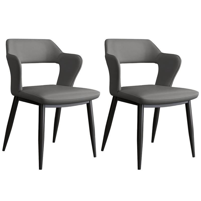Contemporary Linen Dining Chair Open Back Dining Side Furniture in Matte Finish for Home Dark Grey Light Grey 2 Piece Set Clearhalo 'Dining Chairs' 'Dining Tables & Seating' 'dining_chair' 'furn' 'furn_dining_chair' 'Furniture' 'Kitchen & Dining Furniture' 5492397