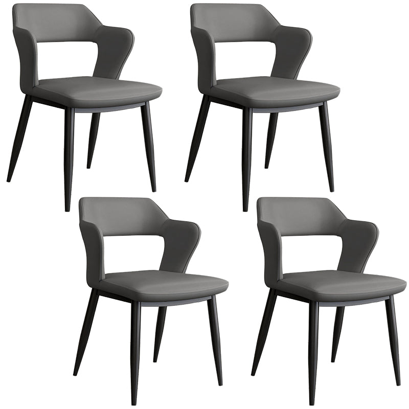 Contemporary Linen Dining Chair Open Back Dining Side Furniture in Matte Finish for Home Dark Grey Light Grey 4 Piece Set Clearhalo 'Dining Chairs' 'Dining Tables & Seating' 'dining_chair' 'furn' 'furn_dining_chair' 'Furniture' 'Kitchen & Dining Furniture' 5492398