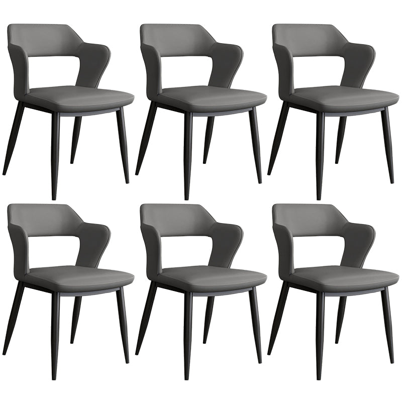 Contemporary Linen Dining Chair Open Back Dining Side Furniture in Matte Finish for Home Dark Grey Light Grey 6 Piece Set Clearhalo 'Dining Chairs' 'Dining Tables & Seating' 'dining_chair' 'furn' 'furn_dining_chair' 'Furniture' 'Kitchen & Dining Furniture' 5492399