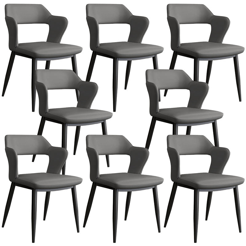 Contemporary Linen Dining Chair Open Back Dining Side Furniture in Matte Finish for Home Dark Grey Light Grey 8 Piece Set Clearhalo 'Dining Chairs' 'Dining Tables & Seating' 'dining_chair' 'furn' 'furn_dining_chair' 'Furniture' 'Kitchen & Dining Furniture' 5492400