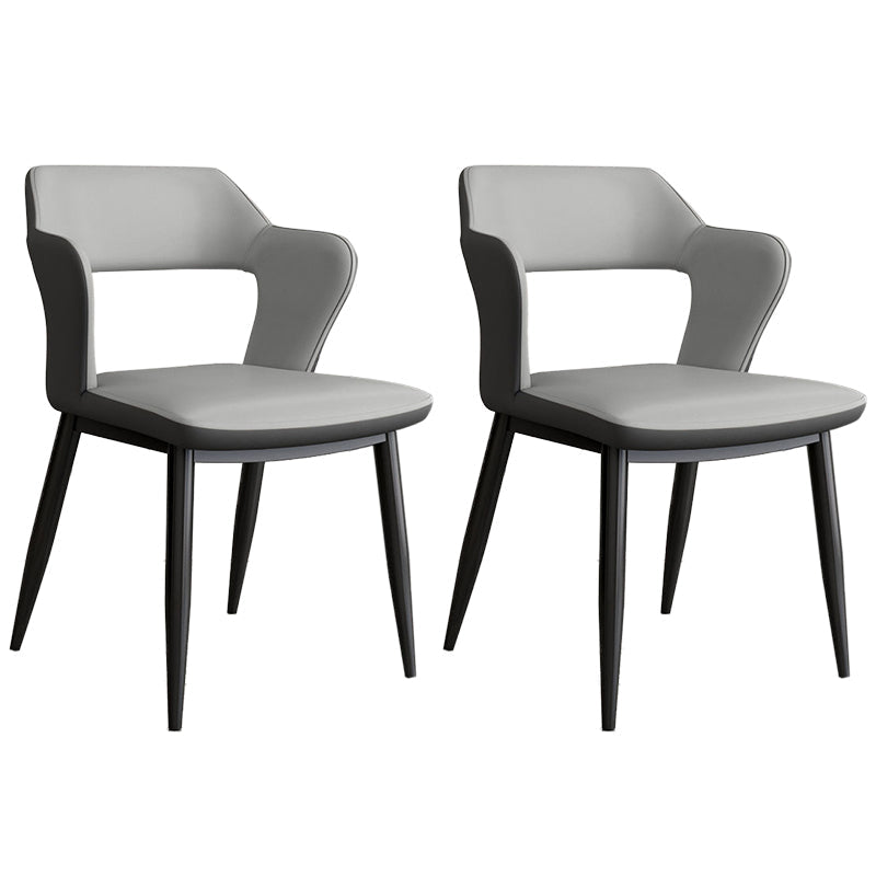 Contemporary Linen Dining Chair Open Back Dining Side Furniture in Matte Finish for Home Light Gray 2 Piece Set Clearhalo 'Dining Chairs' 'Dining Tables & Seating' 'dining_chair' 'furn' 'furn_dining_chair' 'Furniture' 'Kitchen & Dining Furniture' 5492401