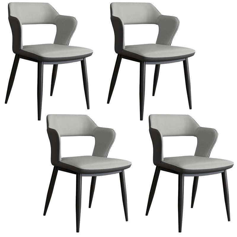 Contemporary Linen Dining Chair Open Back Dining Side Furniture in Matte Finish for Home Light Gray 4 Piece Set Clearhalo 'Dining Chairs' 'Dining Tables & Seating' 'dining_chair' 'furn' 'furn_dining_chair' 'Furniture' 'Kitchen & Dining Furniture' 5492402