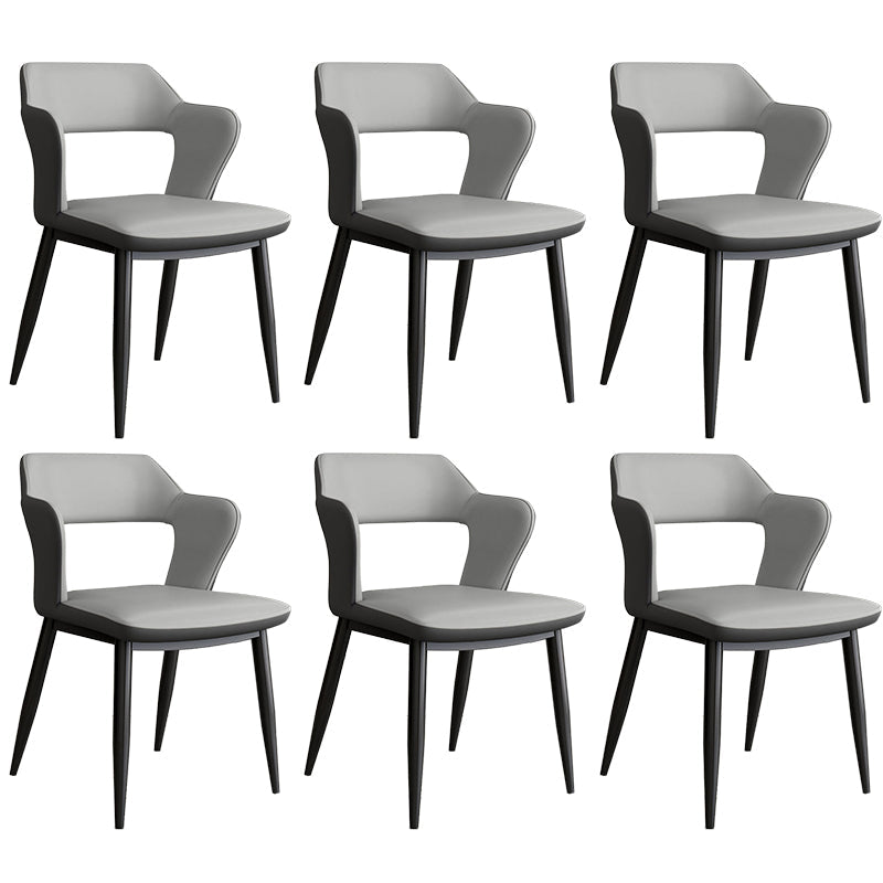Contemporary Linen Dining Chair Open Back Dining Side Furniture in Matte Finish for Home Light Gray 6 Piece Set Clearhalo 'Dining Chairs' 'Dining Tables & Seating' 'dining_chair' 'furn' 'furn_dining_chair' 'Furniture' 'Kitchen & Dining Furniture' 5492403