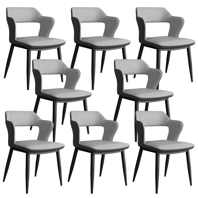 Contemporary Linen Dining Chair Open Back Dining Side Furniture in Matte Finish for Home Light Gray 8 Piece Set Clearhalo 'Dining Chairs' 'Dining Tables & Seating' 'dining_chair' 'furn' 'furn_dining_chair' 'Furniture' 'Kitchen & Dining Furniture' 5492404